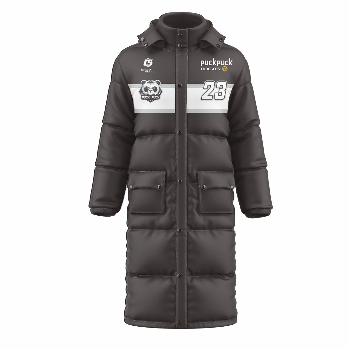 puckpuck hockey teamwear long puffy jacket