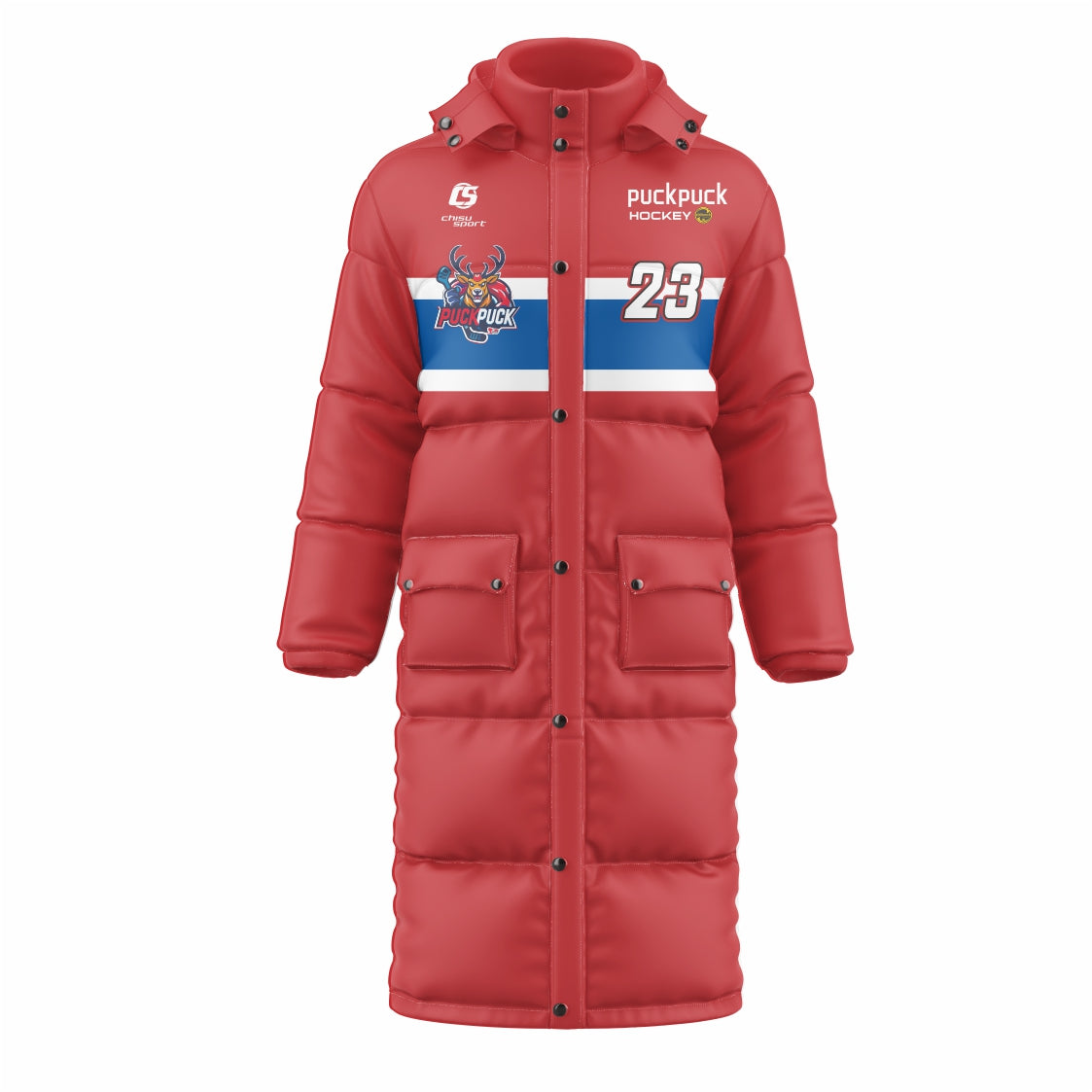 puckpuck hockey teamwear long puffy jacket