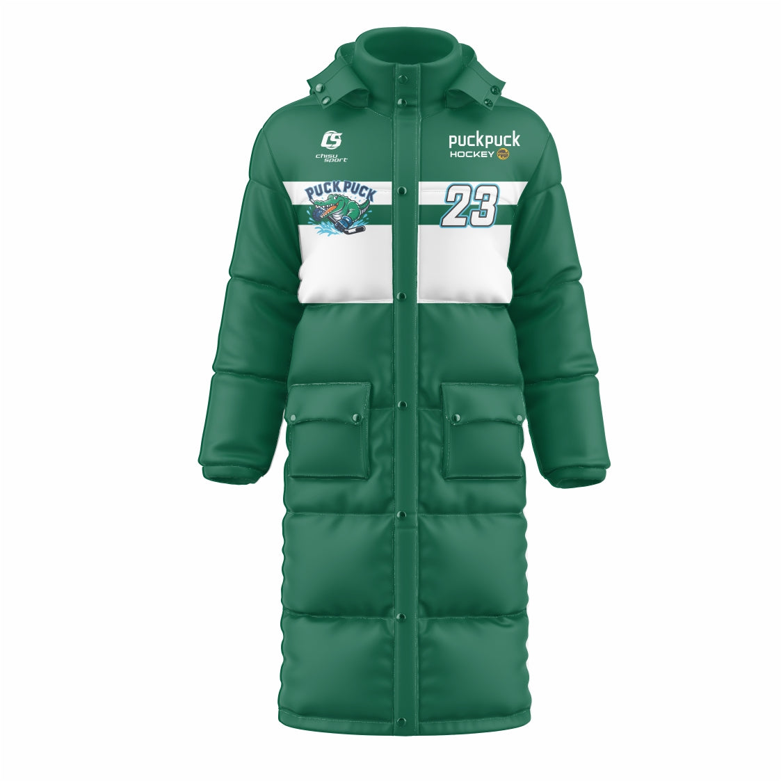 puckpuck hockey teamwear long puffy jacket