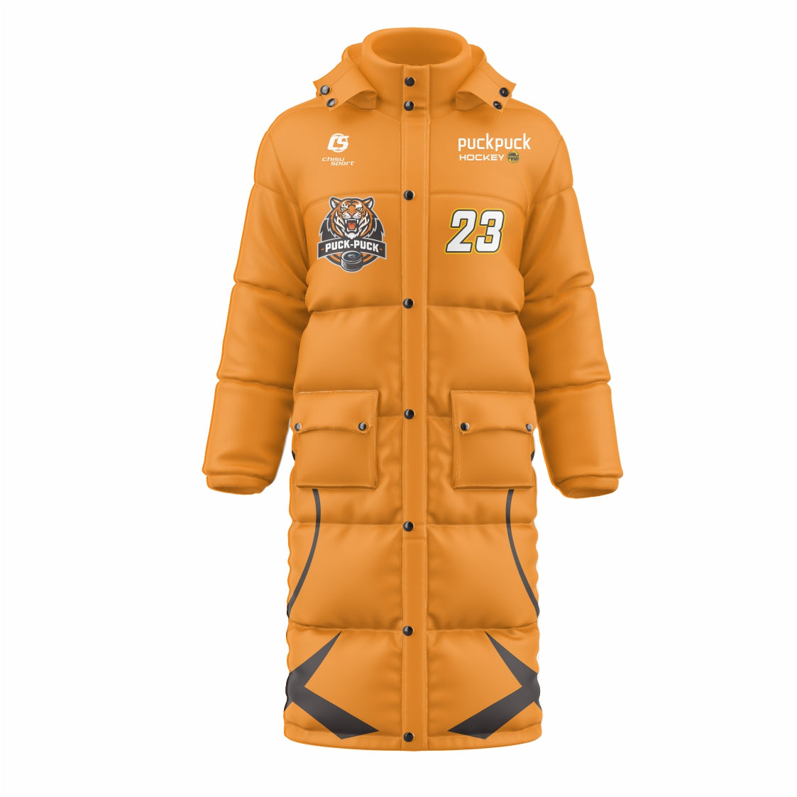 puckpuck hockey teamwear long puffy jacket
